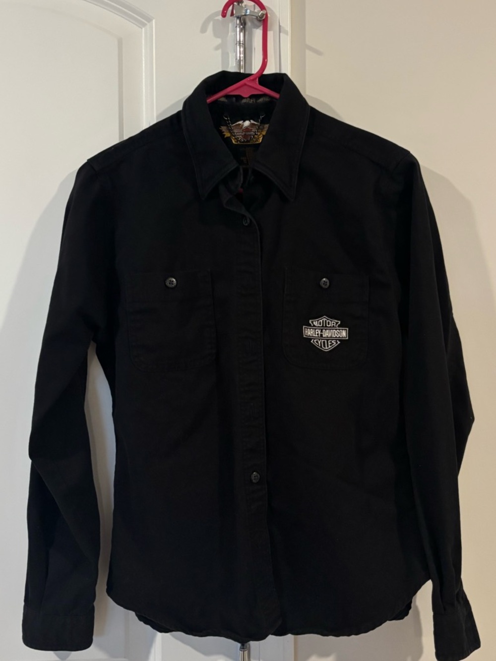 Harley-Davidson Black Long-Sleeve Button-Down Shirt with Patch